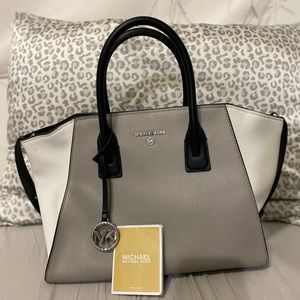 Michael Kors, white gray and black bag